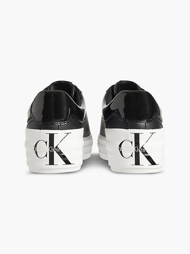 Black Calvin Klein Leather Platform Women Sneakers | GESU-43519