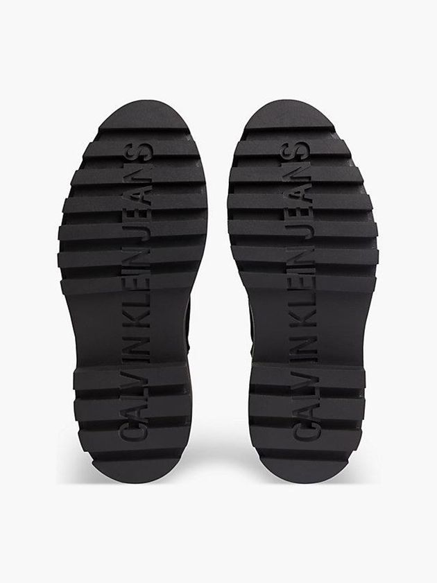 Black Calvin Klein Leather Platform Women Boots | HVEA-97258