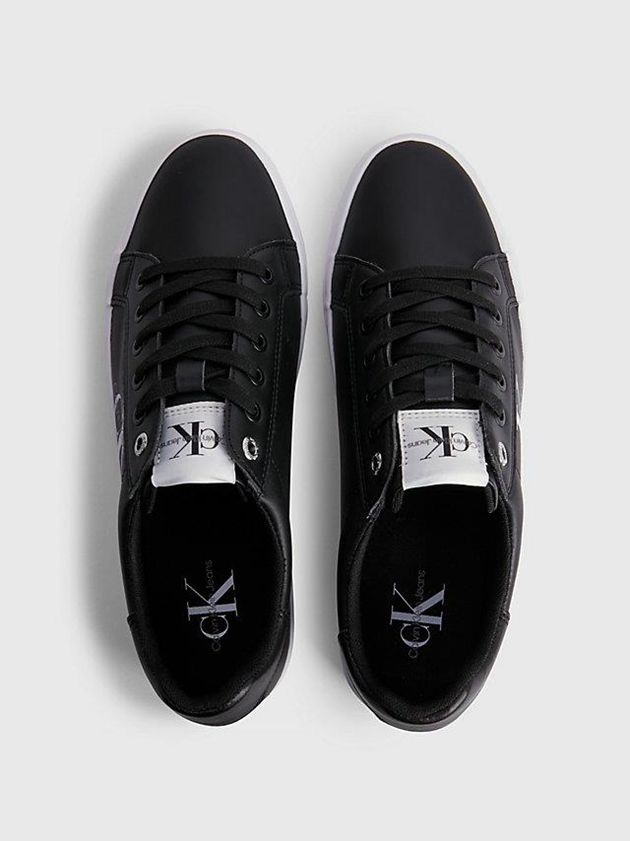 Black Calvin Klein Leather Platform Women Sneakers | RNEK-54073