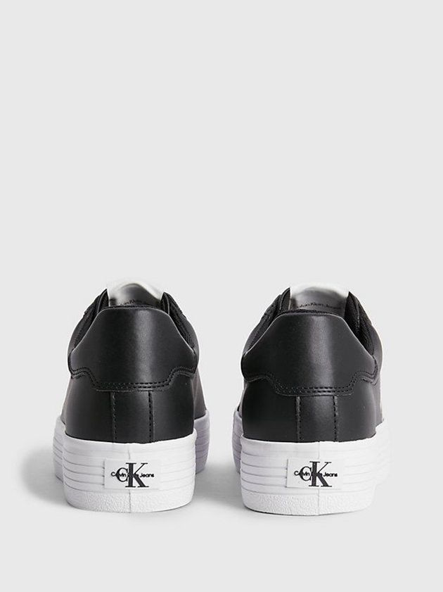 Black Calvin Klein Leather Platform Women Sneakers | RNEK-54073