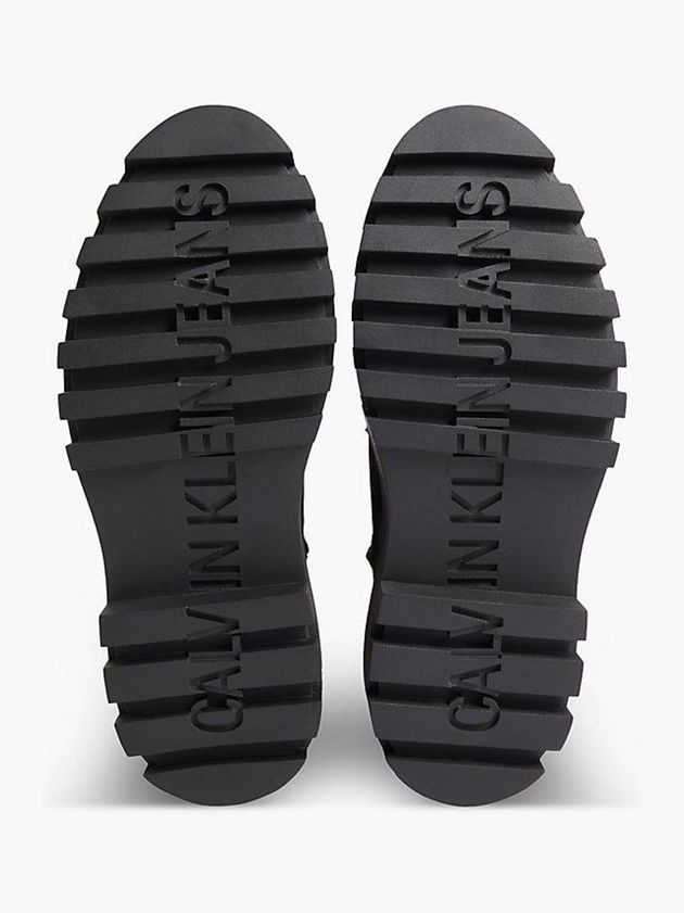 Black Calvin Klein Leather Platform Women Boots | KOJQ-07259