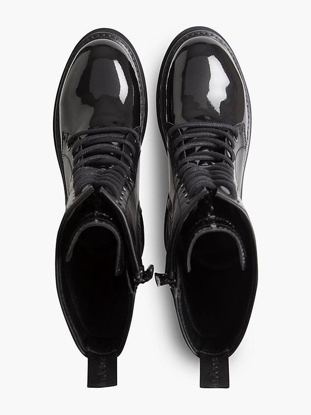 Black Calvin Klein Leather Platform Women Boots | KOJQ-07259