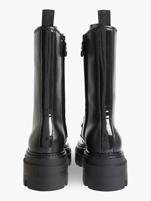 Black Calvin Klein Leather Platform Women Boots | KOJQ-07259