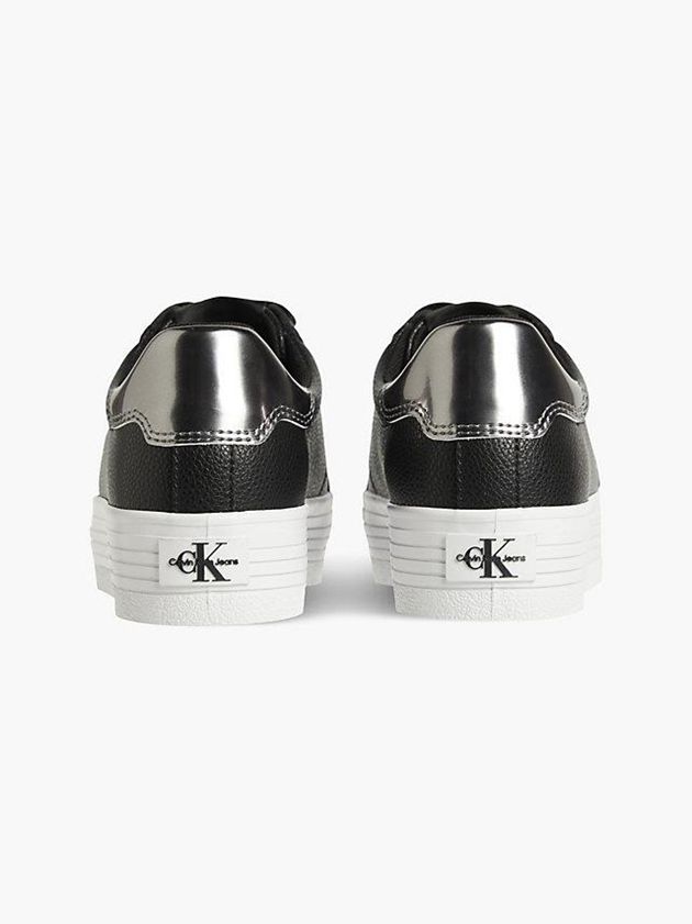 Black Calvin Klein Leather Platform Women Sneakers | DSNF-23591