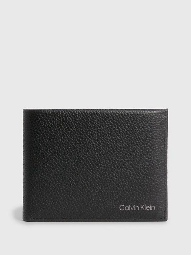 Black Calvin Klein Leather Rfid Billfold Men Wallet | BQRS-24781