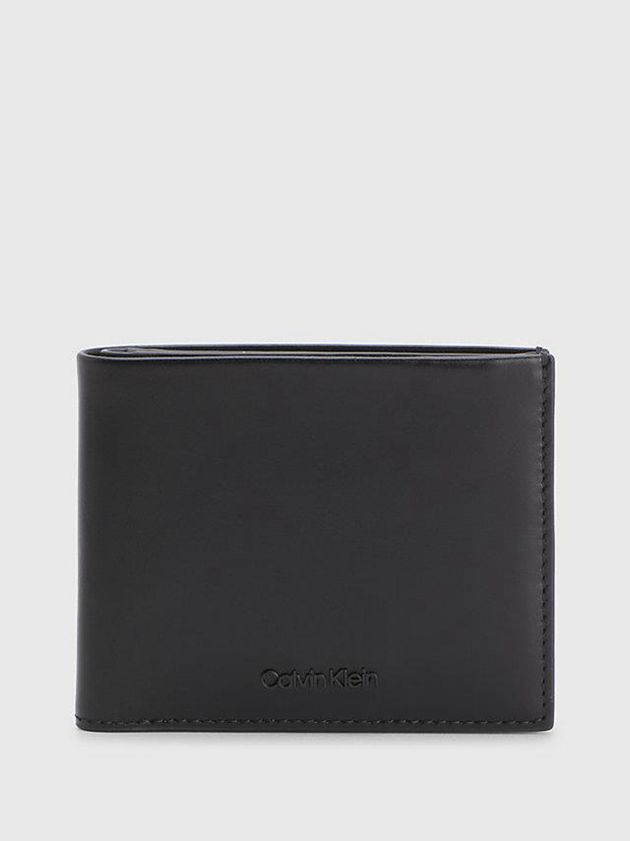 Black Calvin Klein Leather Rfid Billfold Men Wallet | GRCZ-02145