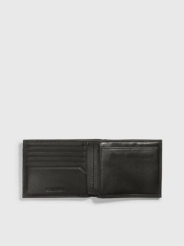 Black Calvin Klein Leather Rfid Billfold Men Wallet | VHCX-12408