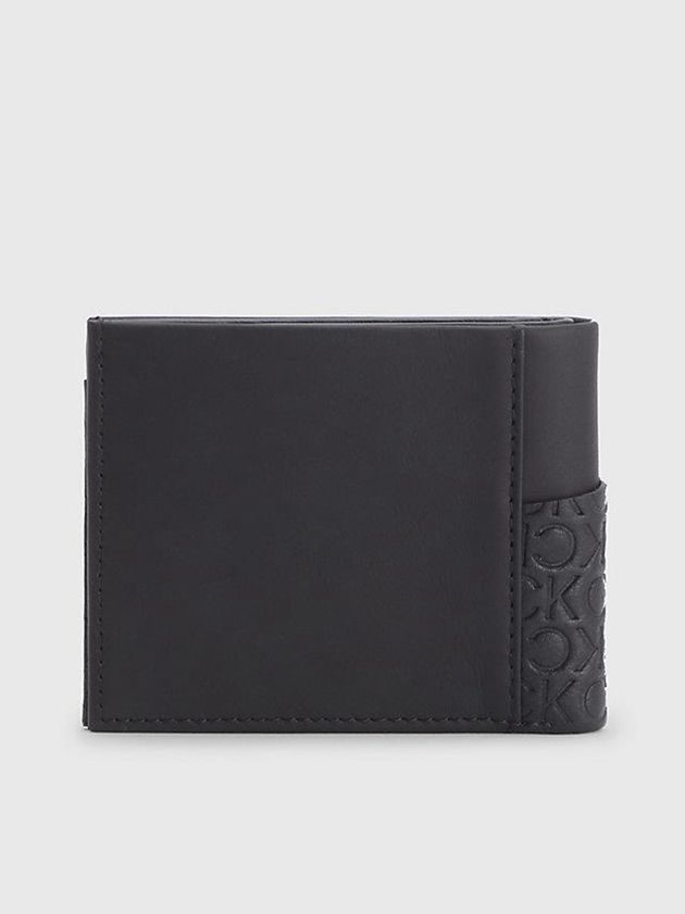 Black Calvin Klein Leather Rfid Billfold Men Wallet | VHCX-12408