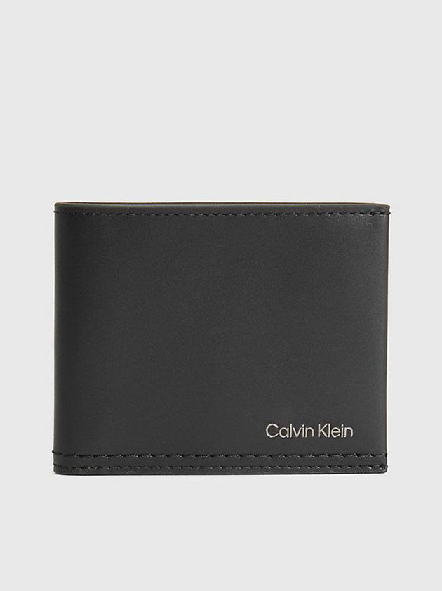 Black Calvin Klein Leather Rfid Slimfold Men Wallet | IGOA-35962