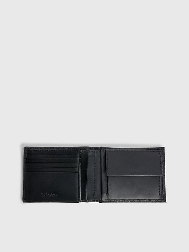 Black Calvin Klein Leather Rfid Trifold Men Wallet | DSOP-06471