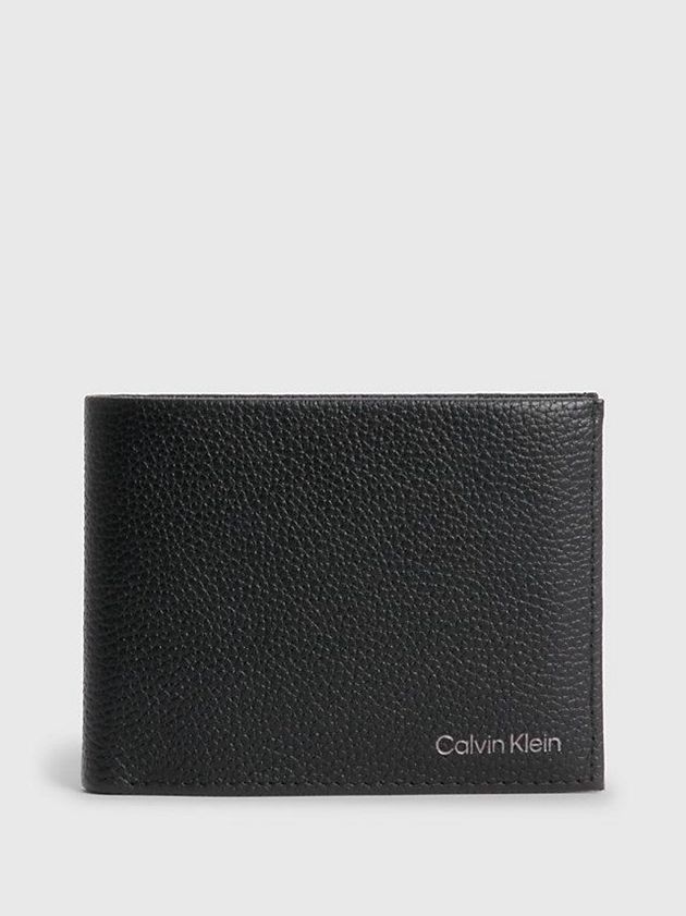 Black Calvin Klein Leather Rfid Trifold Men Wallet | DSOP-06471