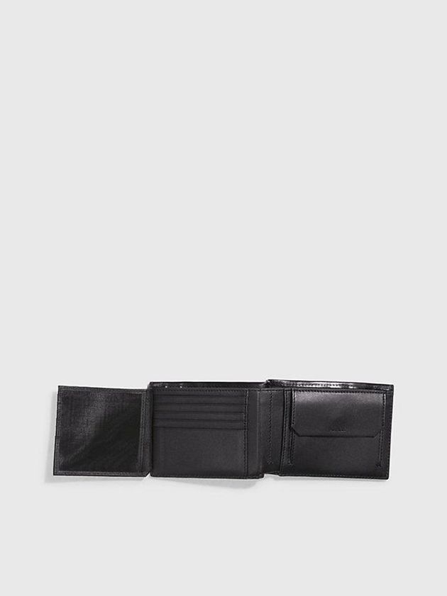 Black Calvin Klein Leather Rfid Trifold Men Wallet | CQDB-96401