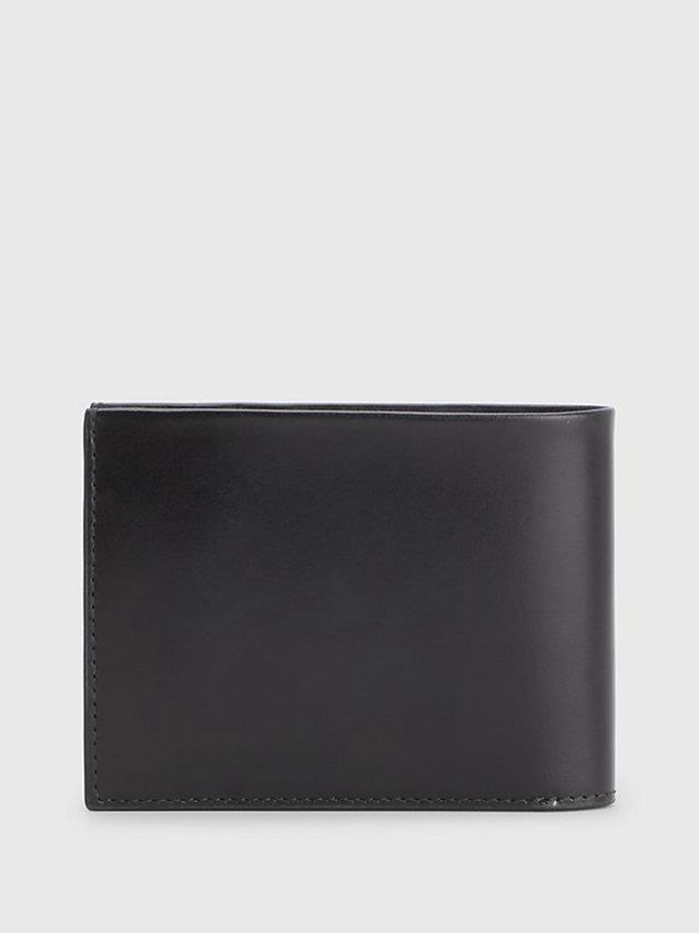 Black Calvin Klein Leather Rfid Trifold Men Wallet | CQDB-96401