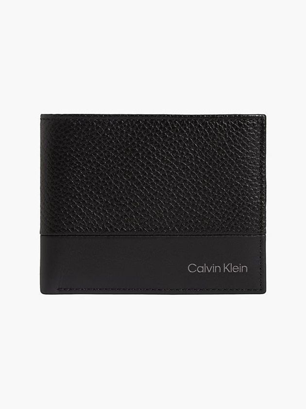 Black Calvin Klein Leather Slimfold Men Wallet | EYQN-93842
