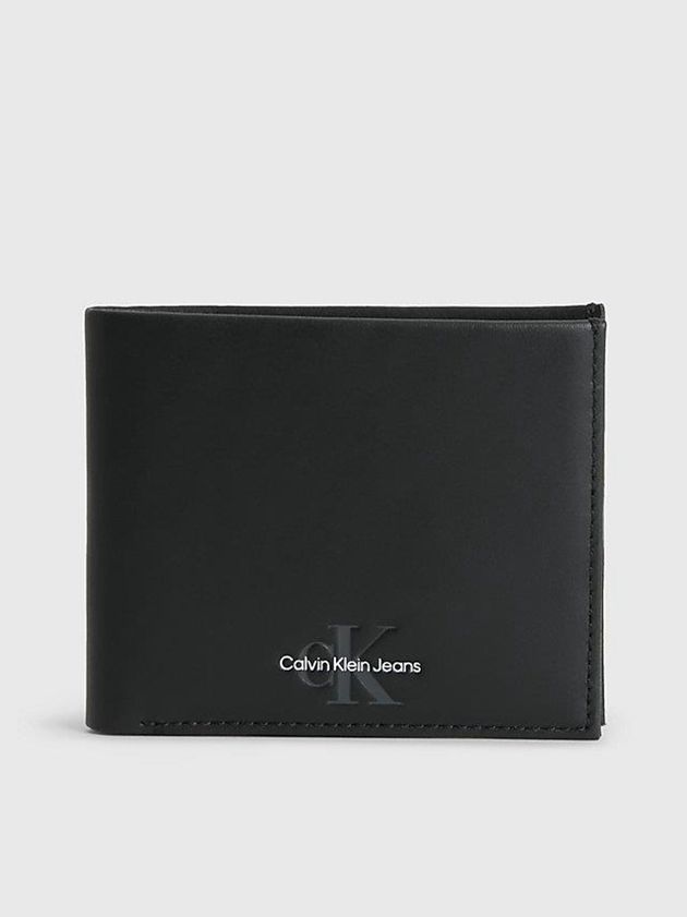 Black Calvin Klein Leather Slimfold Men Wallet | IGJV-21493