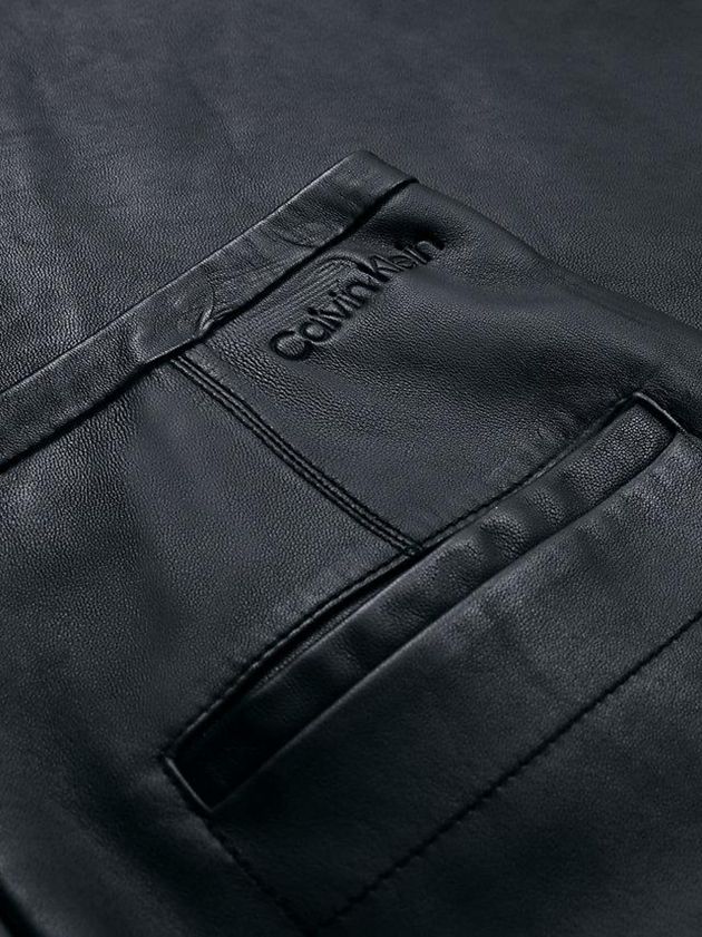 Black Calvin Klein Leather Slit Detail Women Skirt | KVNS-06152
