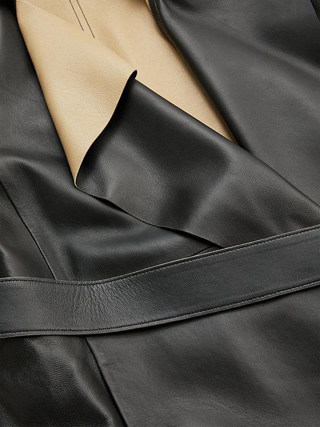 Black Calvin Klein Leather Trench Women Coat | BCYR-21047