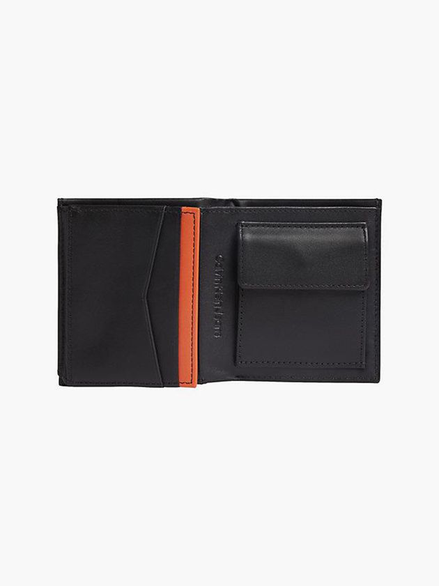 Black Calvin Klein Leather Trifold Men Wallet | YBIA-19037