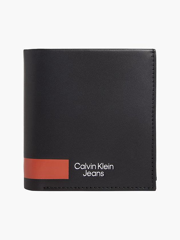 Black Calvin Klein Leather Trifold Men Wallet | YBIA-19037
