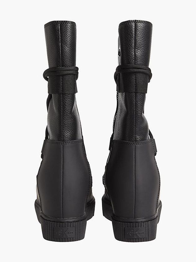 Black Calvin Klein Leather Wedge Women Boots | BOGI-37294