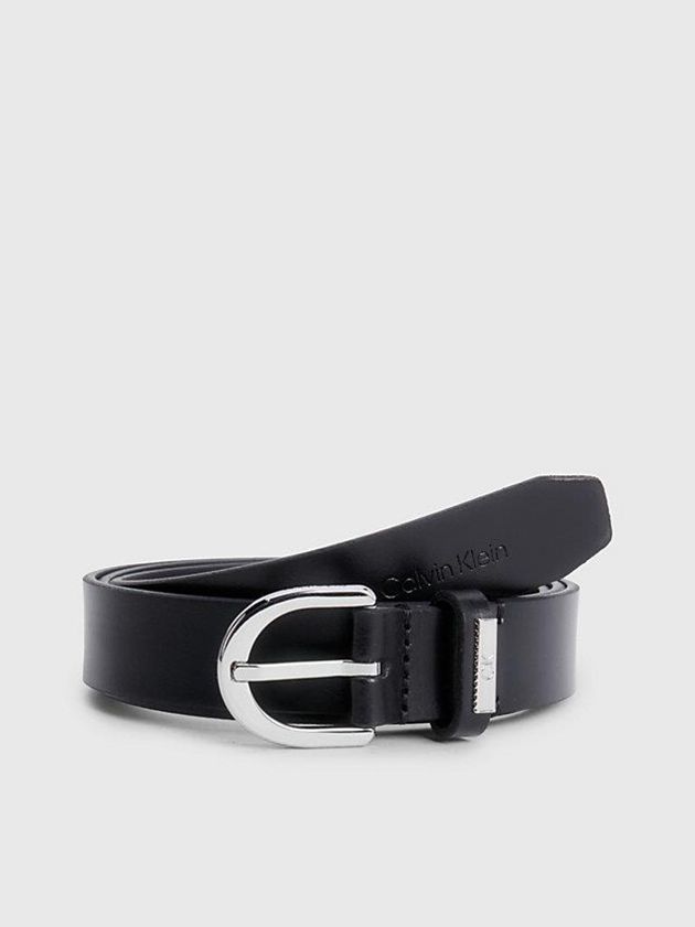 Black Calvin Klein Leather Women Belt | CWXO-08597