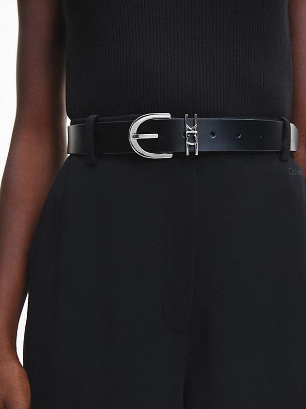 Black Calvin Klein Leather Women Belt | MSYF-41673