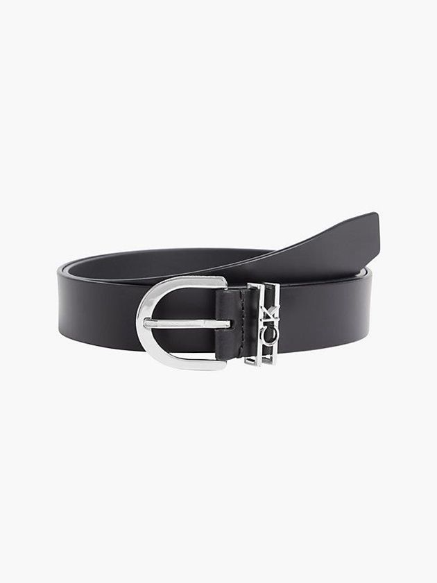 Black Calvin Klein Leather Women Belt | MSYF-41673