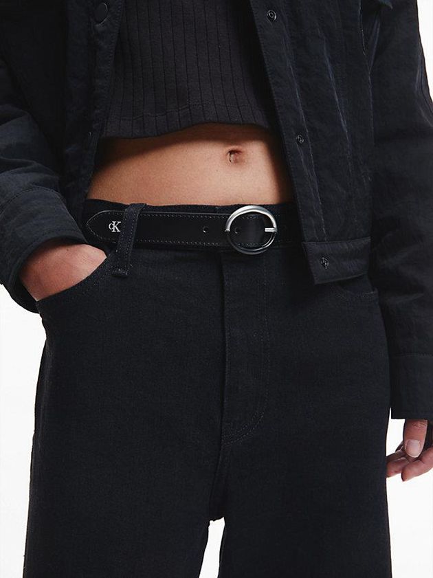 Black Calvin Klein Leather Women Belt | UBXC-12063