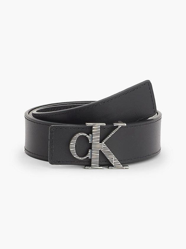 Black Calvin Klein Leather Women Belt | YKDU-47650