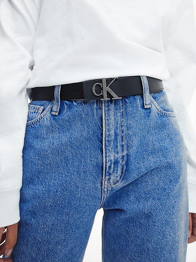 Black Calvin Klein Leather Women Belt | YKDU-47650