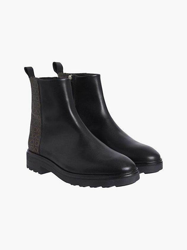 Black Calvin Klein Leather Women Boots | RSBI-28175