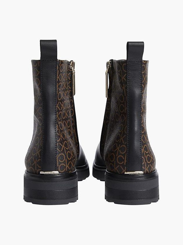 Black Calvin Klein Leather Women Boots | RSBI-28175