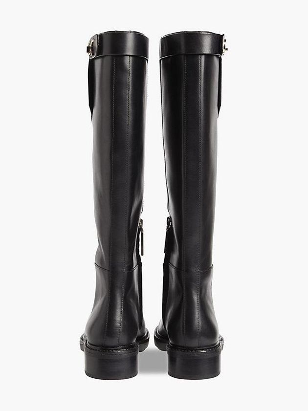 Black Calvin Klein Leather Women Boots | DPVY-30659