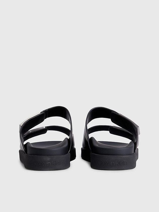 Black Calvin Klein Leather Women Sandals | QYRZ-67058