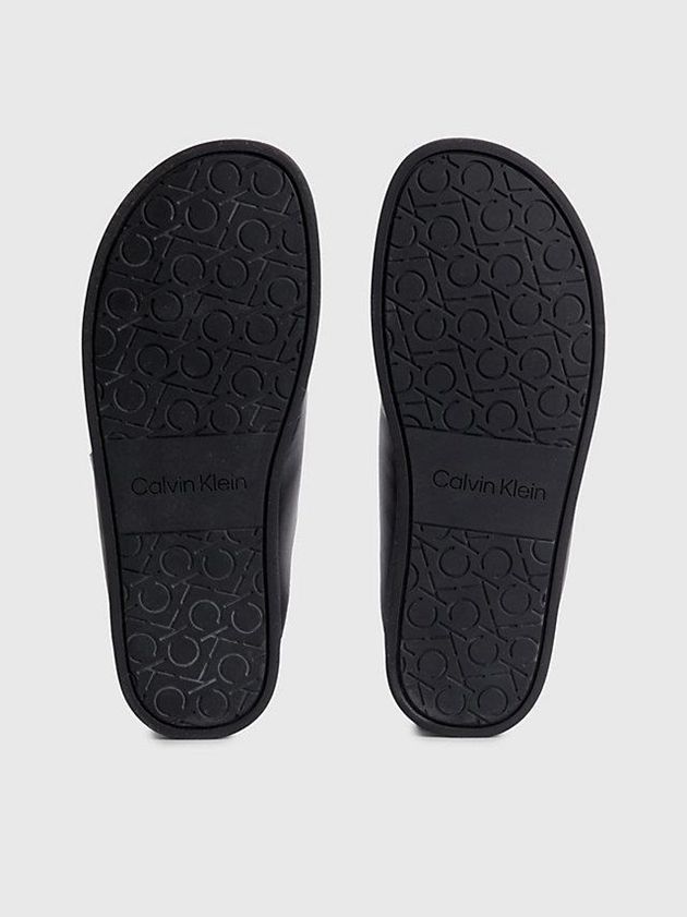 Black Calvin Klein Leather Women Sandals | QYRZ-67058
