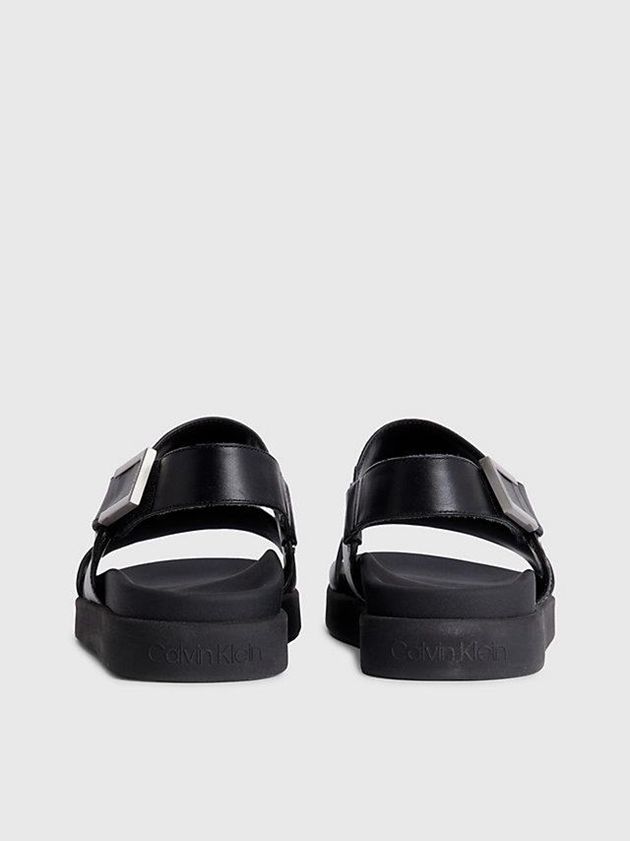 Black Calvin Klein Leather Women Sandals | QKMG-82507