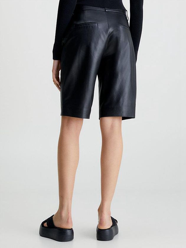 Black Calvin Klein Leather Women Shorts | CSEO-70394