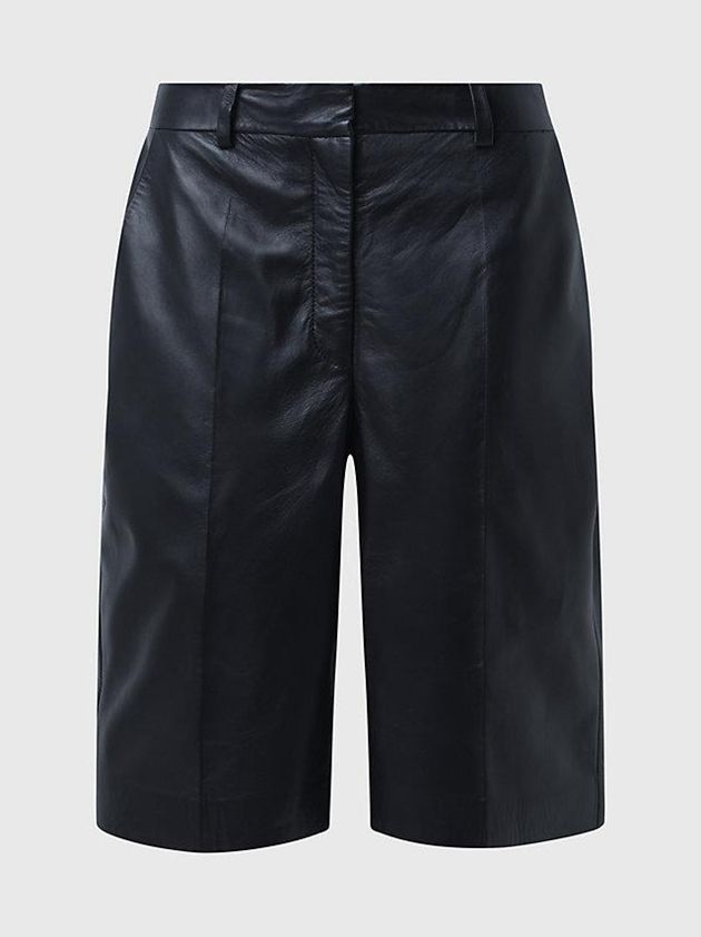 Black Calvin Klein Leather Women Shorts | CSEO-70394