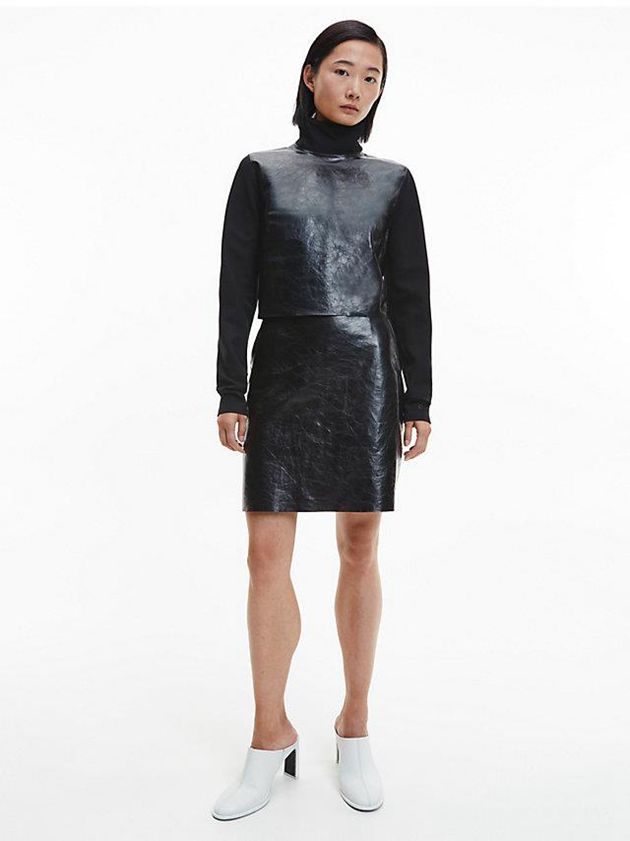 Black Calvin Klein Leather Women Skirt | YCME-45087