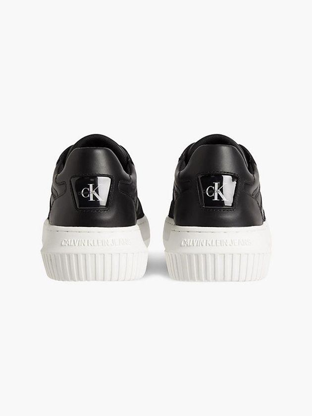 Black Calvin Klein Leather Women Sneakers | BAFP-39041