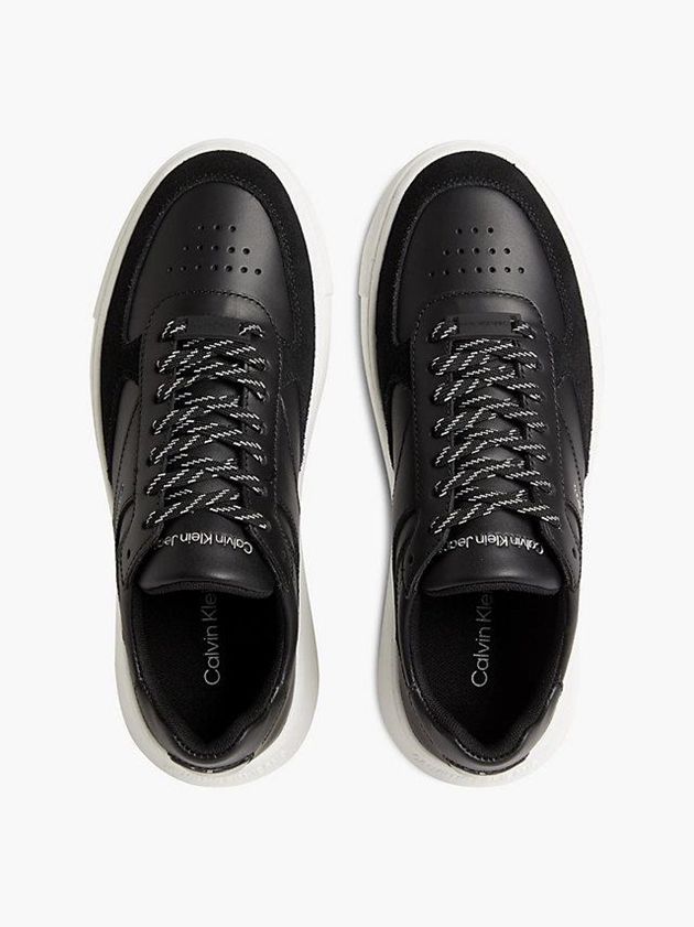Black Calvin Klein Leather Women Sneakers | BAFP-39041