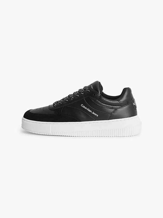 Black Calvin Klein Leather Women Sneakers | BAFP-39041