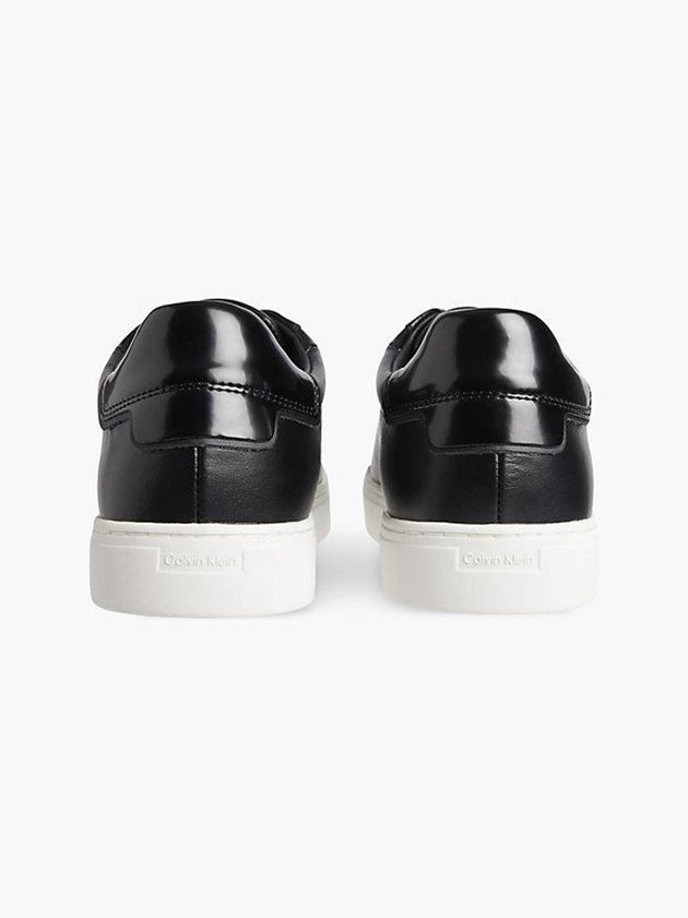 Black Calvin Klein Leather Women Sneakers | GDTU-18536