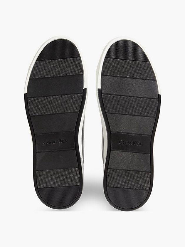 Black Calvin Klein Leather Women Sneakers | MGXU-09652