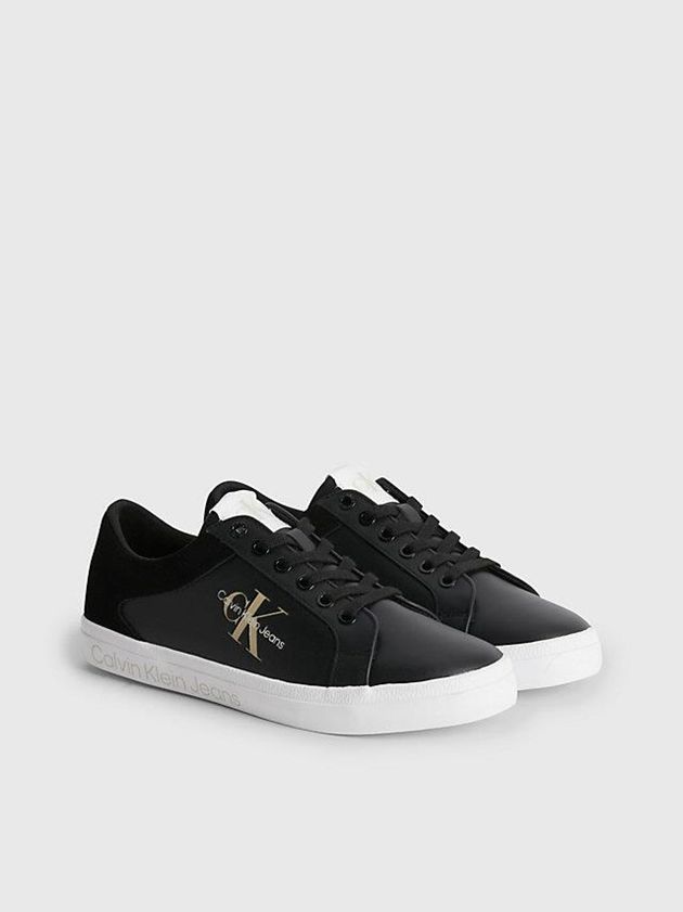 Black Calvin Klein Leather Women Sneakers | ADNQ-58761