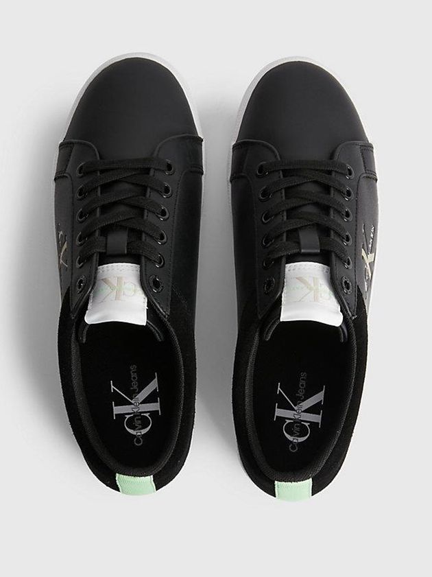Black Calvin Klein Leather Women Sneakers | ADNQ-58761
