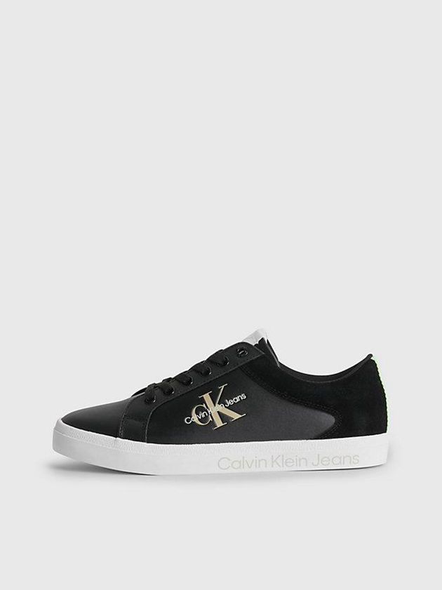 Black Calvin Klein Leather Women Sneakers | ADNQ-58761