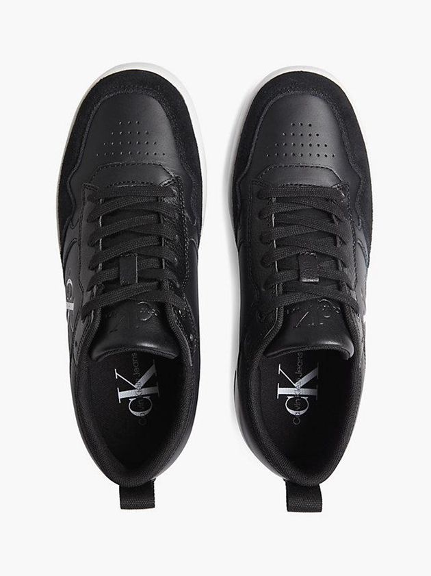 Black Calvin Klein Leather Women Sneakers | JXSL-40159