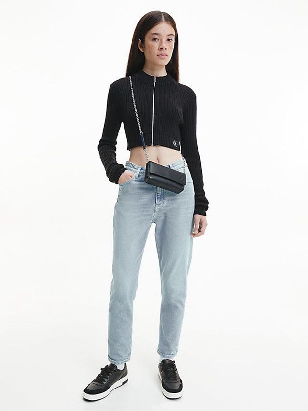 Black Calvin Klein Leather Women Sneakers | JXSL-40159