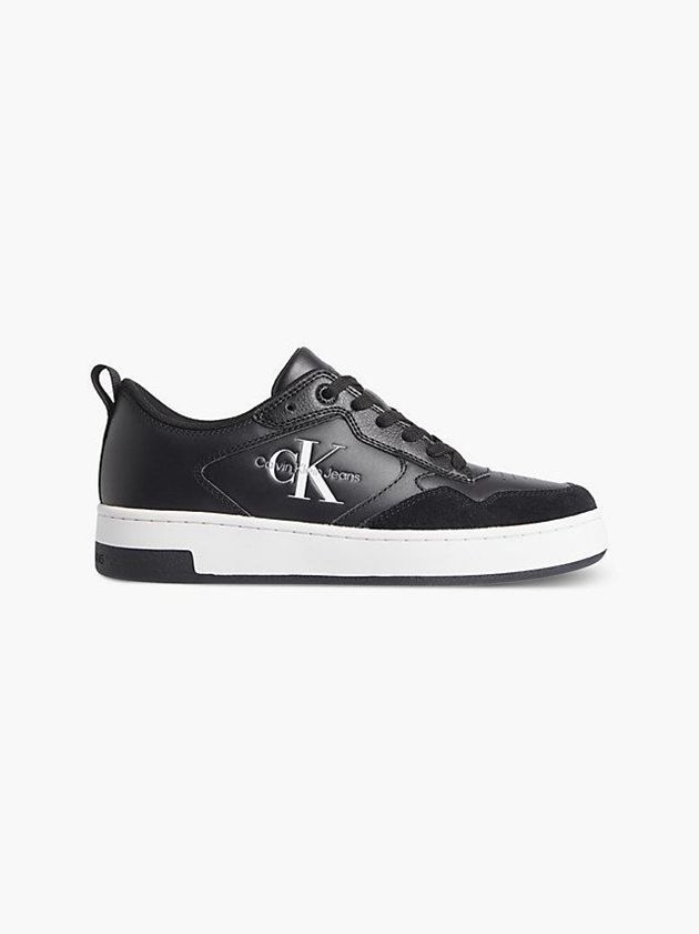 Black Calvin Klein Leather Women Sneakers | JXSL-40159